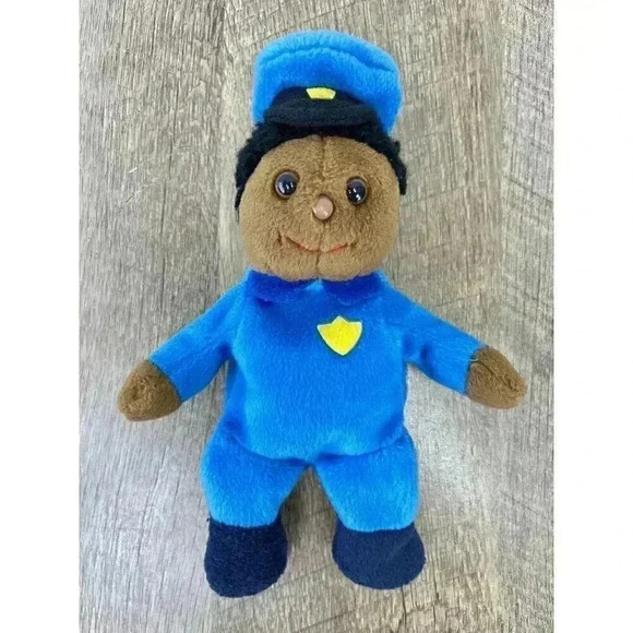 Vintage 90s Plushpups Police Officer Beanbag Plush African American 9” Toy - Picture 2 of 6